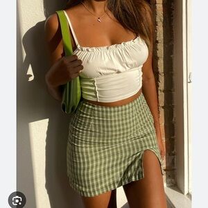 Princess Polly Olive Check Mini Skirt